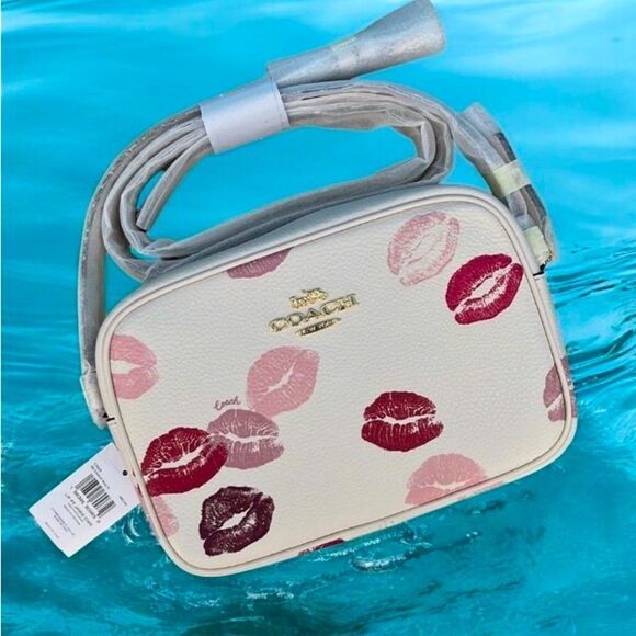 Coach Jamie Camera Bag With Lips Print Crossbody Purse Leather - Picture 1 of 12